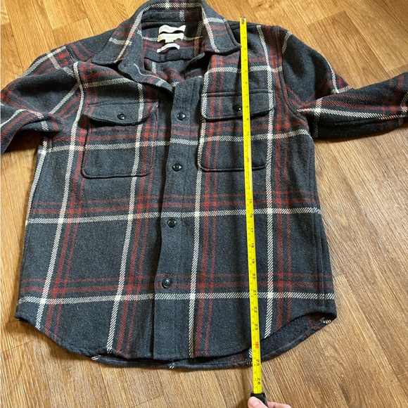 Madewell Men's Plaid Brushed Easy Shirt Jacket - Italian Fabric Maroon & Gray - Picture 10 of 11